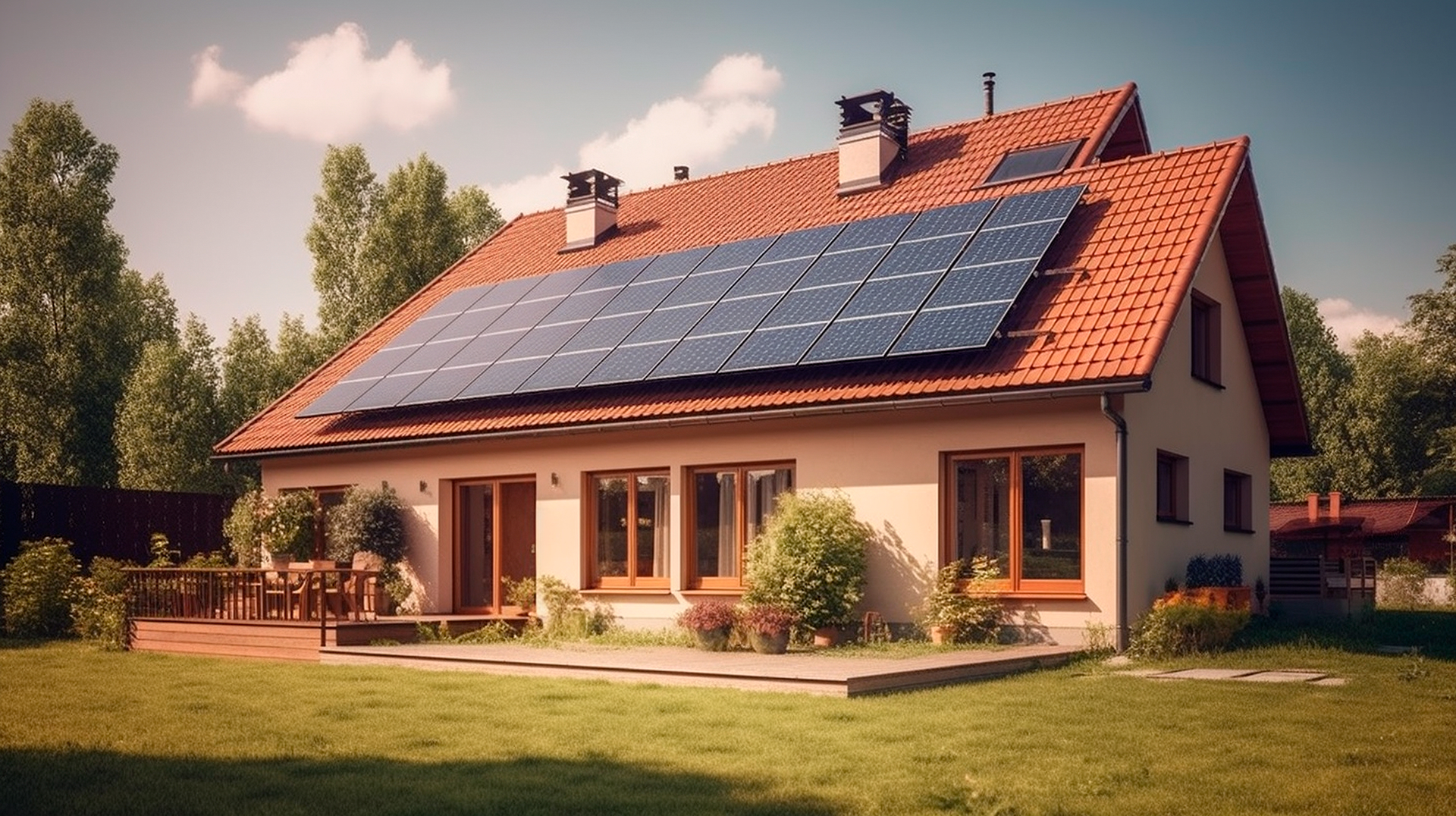 Haus mit Solar Paneelen